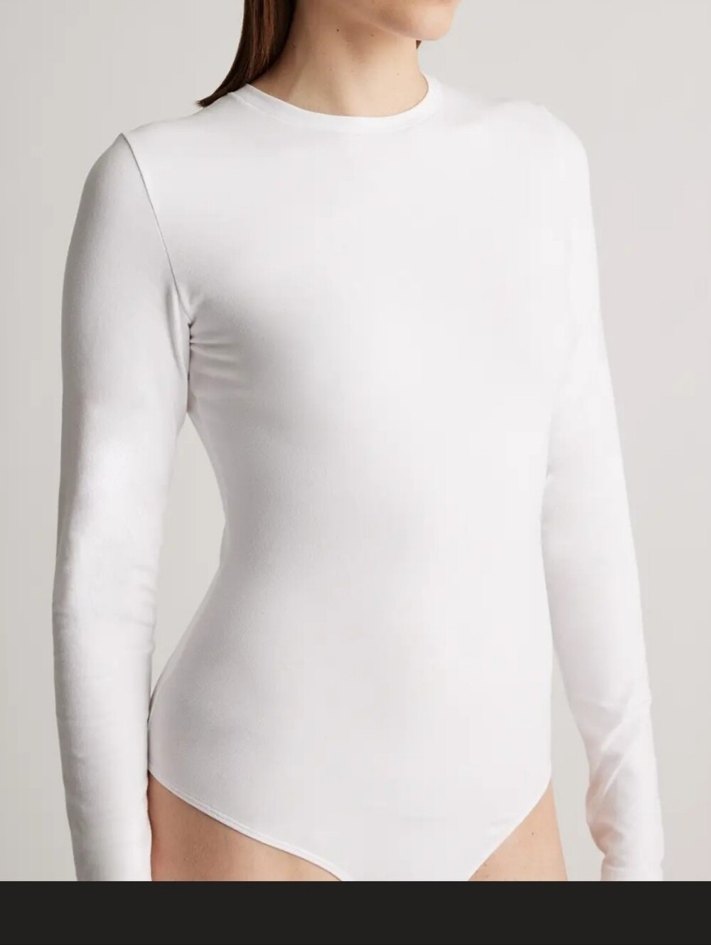 NWT Quince Stretch Cotton Jersey Long Sleeve Bodysuit Soft White M